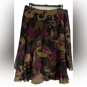 212 Collection 90s Vintage Floral Ruffle Chiffon Midi Skirt, size 10